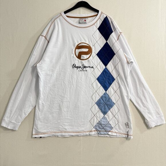 Pepe Jeans London Long Sleeve Tee - Size 2XL White - Picture 1 of 13